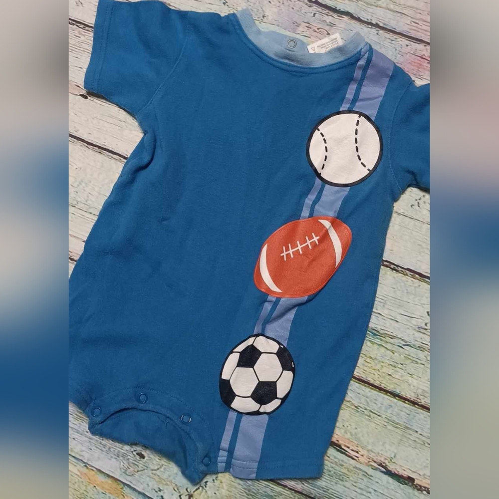 Blue Sports-Themed Kids One Piece Vintage 18 Months Romper